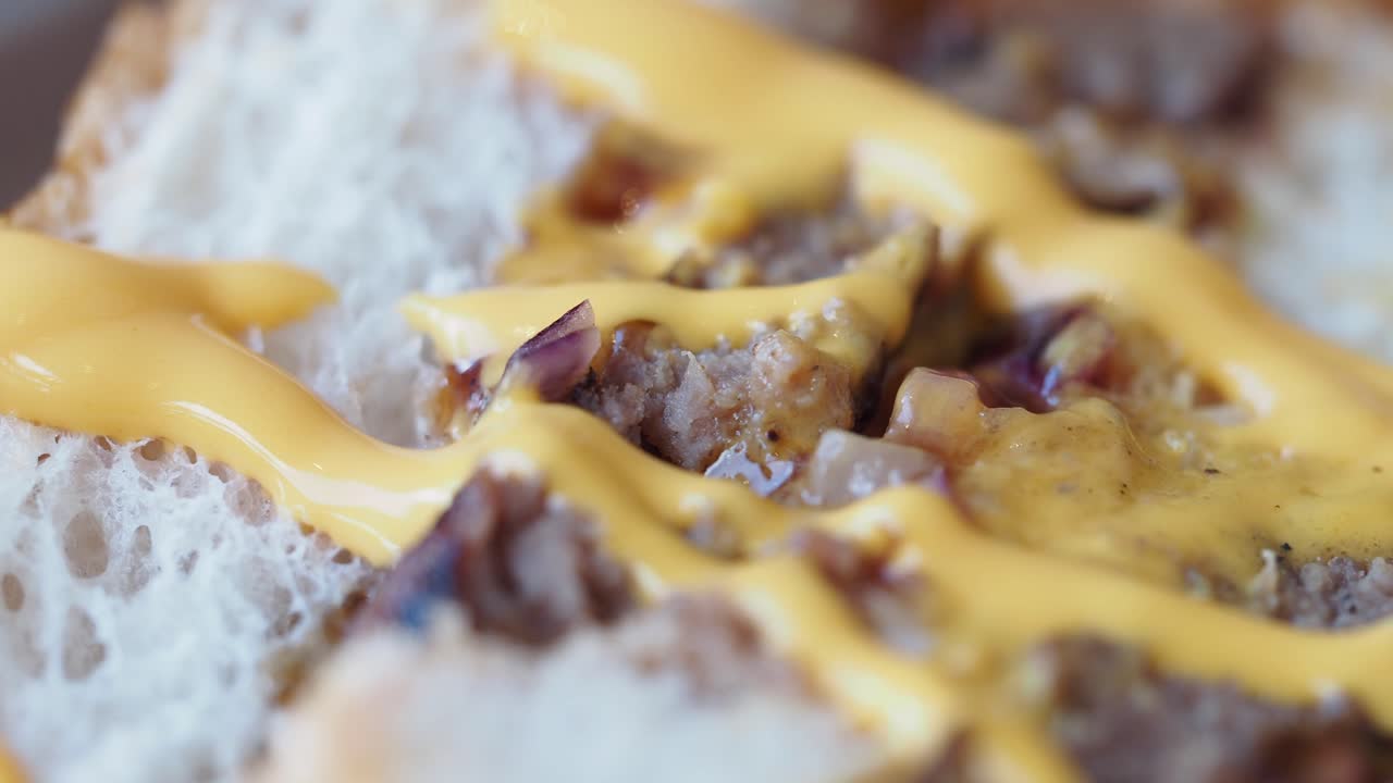 Close-up of a Cheesy Melt Sandwich