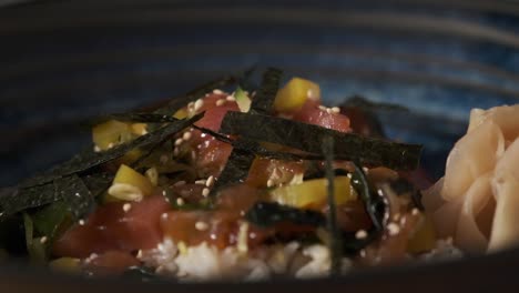 Close-up-shot-of-japanese-Zukedon-meal