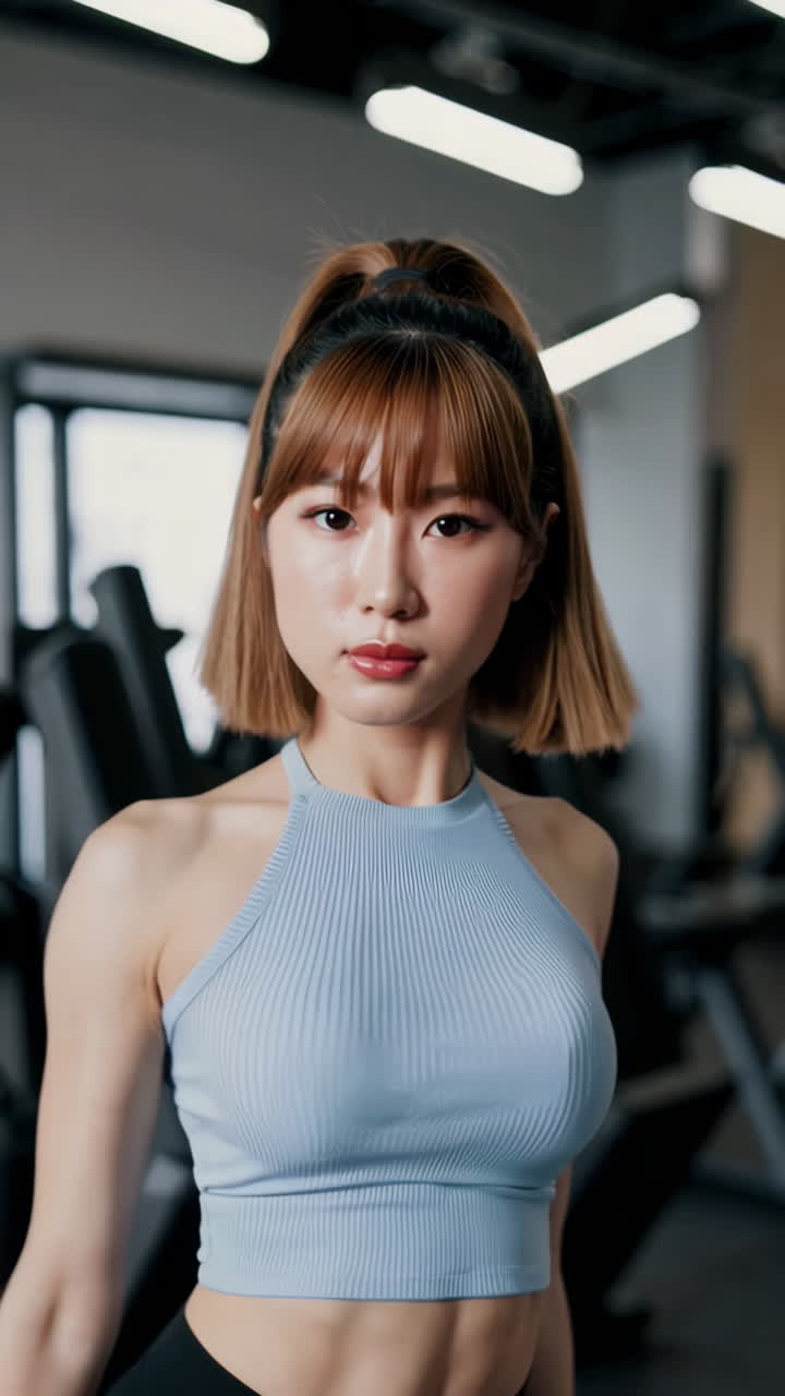 체육관 에서 운동 하는 여자