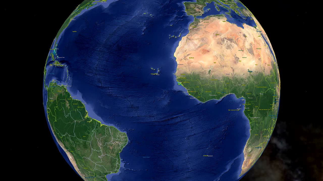 시에라리온의 발과 함께 우주에서 3d 지구 - 시에르라리온 외부에서 확대