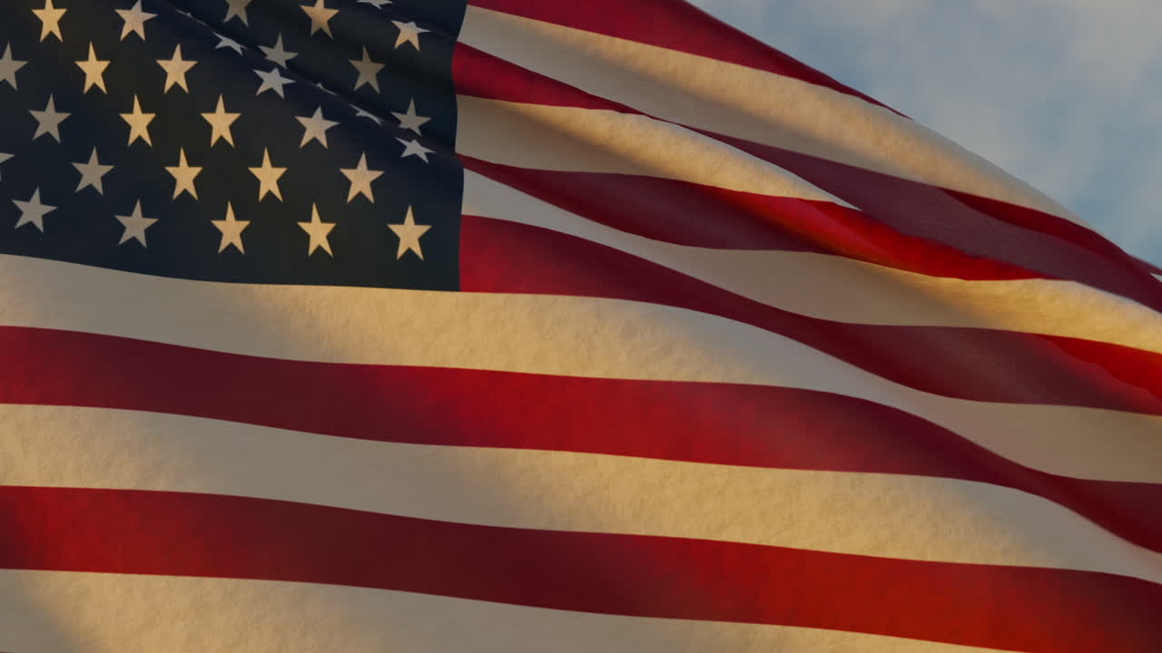 Amerikansk flagg ved solnedgang under Minnesdagsfeiringen