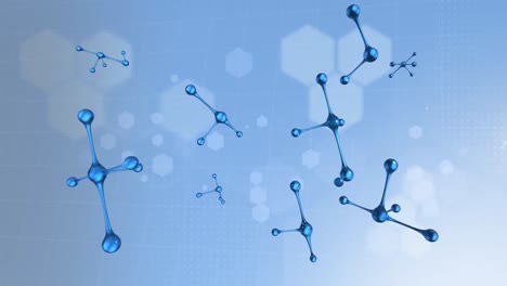 Animación-De-Moléculas-Sobre-Fondo-Azul