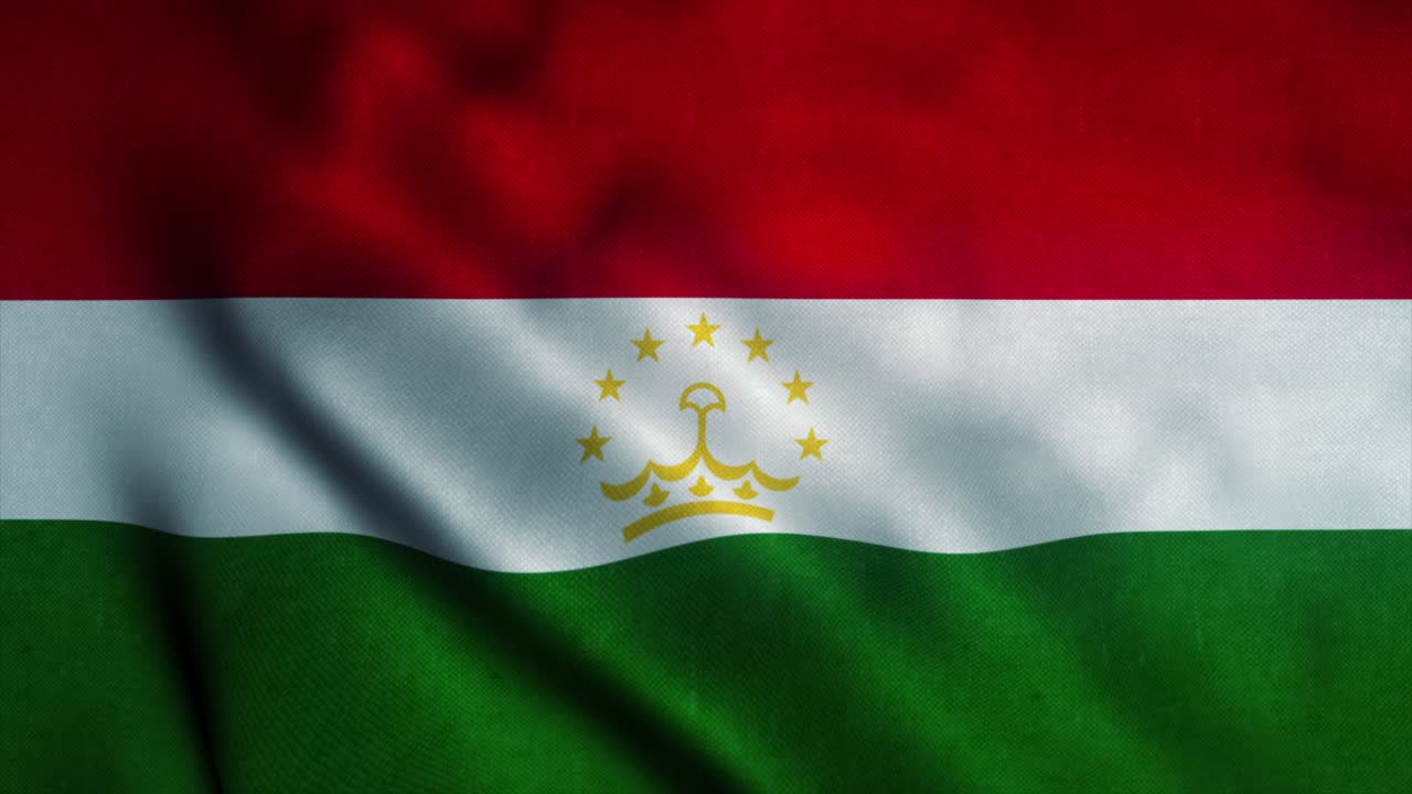 Tajikistan flag waving in the wind. National flag of Tajikistan. Sign of Tajikistan seamless loop animation. 4K