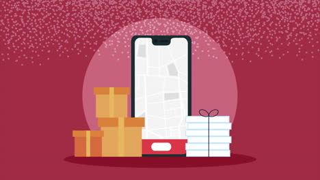 aplicación de entrega en línea con paquetes y documentos