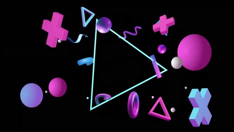 animación de triángulos y formas abstractas que se mueven sobre un fondo negro