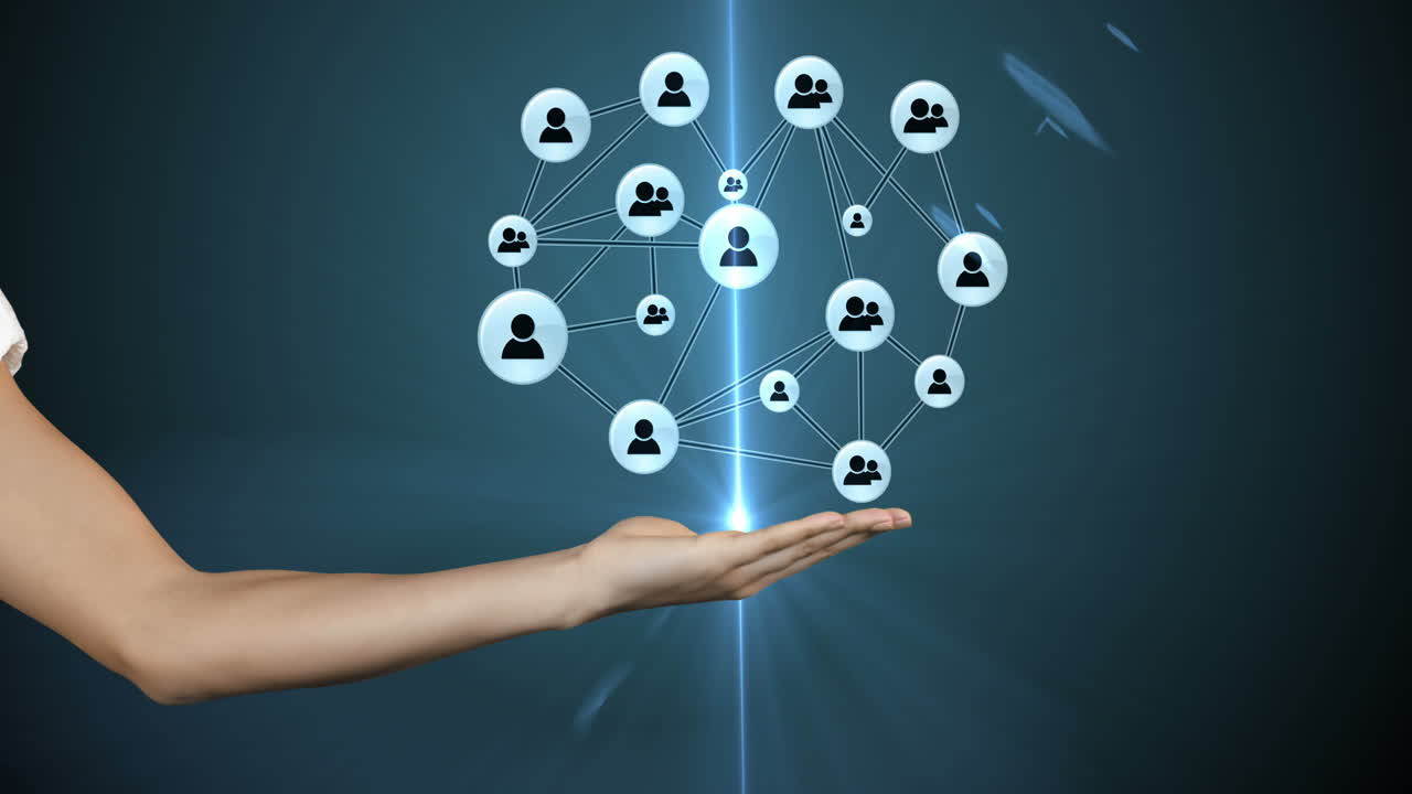 mano que sostiene iconos generados digitalmente