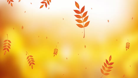 animación de hojas que caen sobre el paisaje de otoño