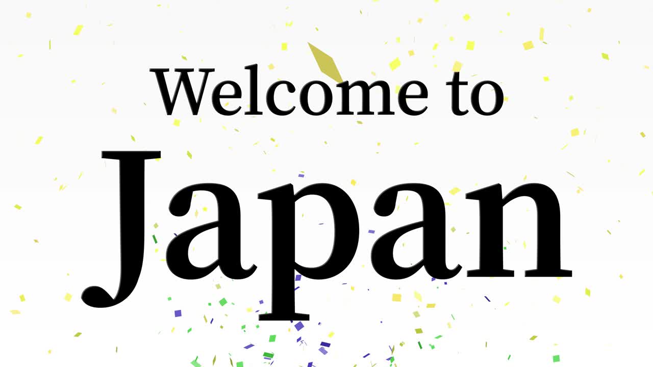 일본에 오신 것을 환영합니다 문자 애니메이션 모션 그래픽
