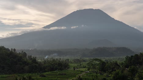 volcanic landscape with rice paddies in bali