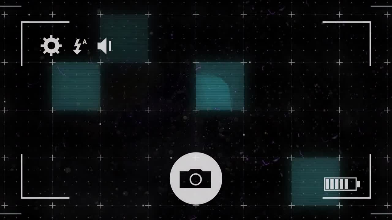 Animation of video interface over shapes on black background