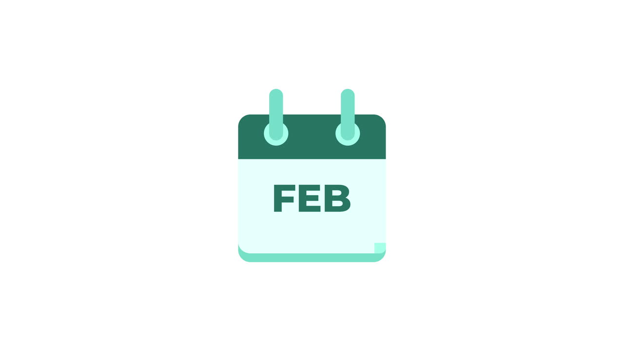 Animeret kalenderikon viser februar måned