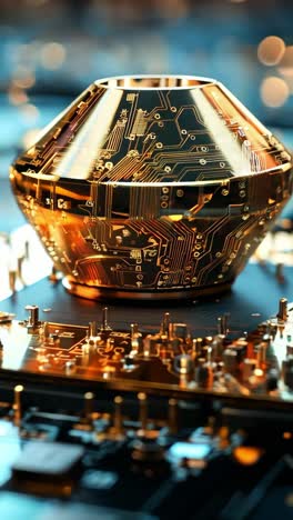 golden circuit design showcasing advanced technology at a close view