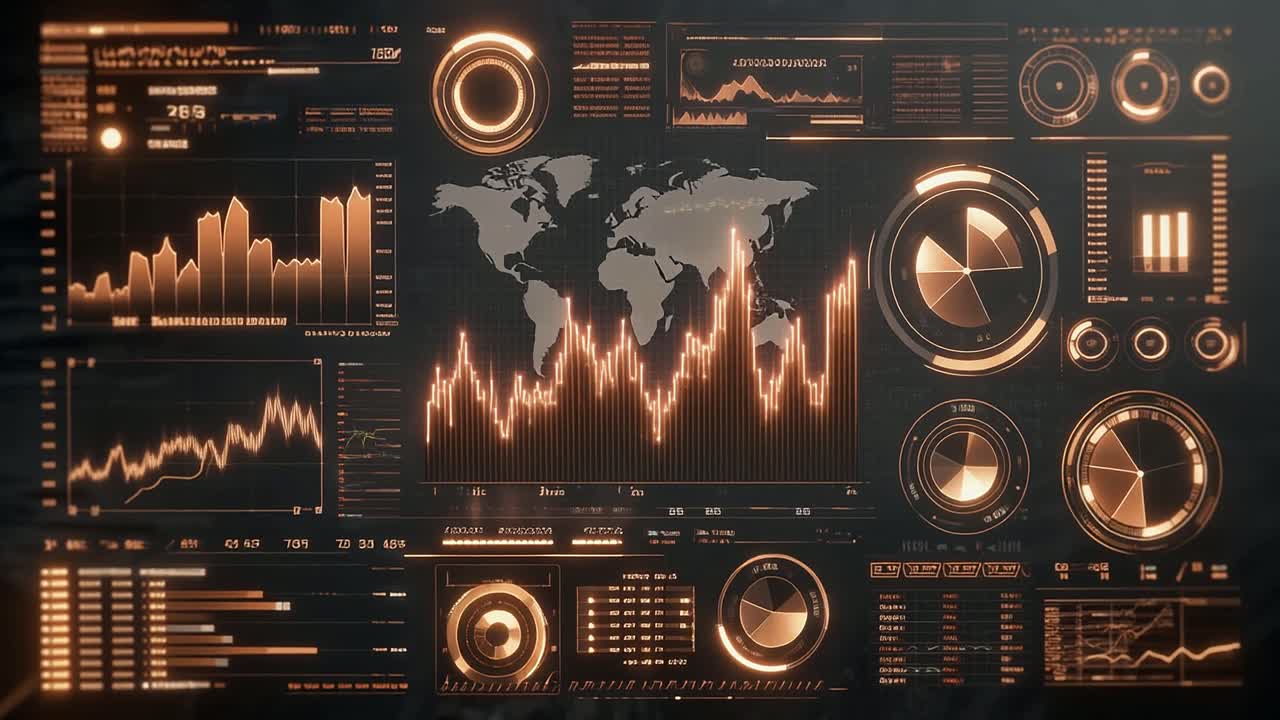 High-Tech Digital Interface Displaying Global Business Data