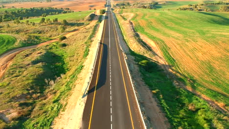 Camino-Largo-Desde-El-Fin-Del-Mundo,-Camino-Vacío-Con-Hierba-Verde-A-Ambos-Lados.