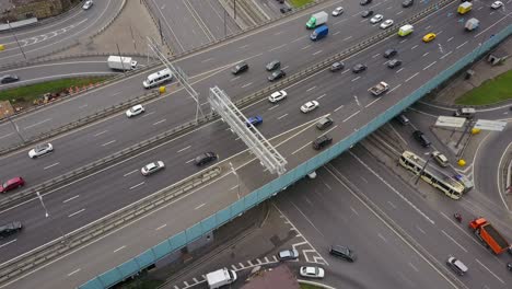 russia moscow day time traffic road junction intersection road aerial panorama 4k