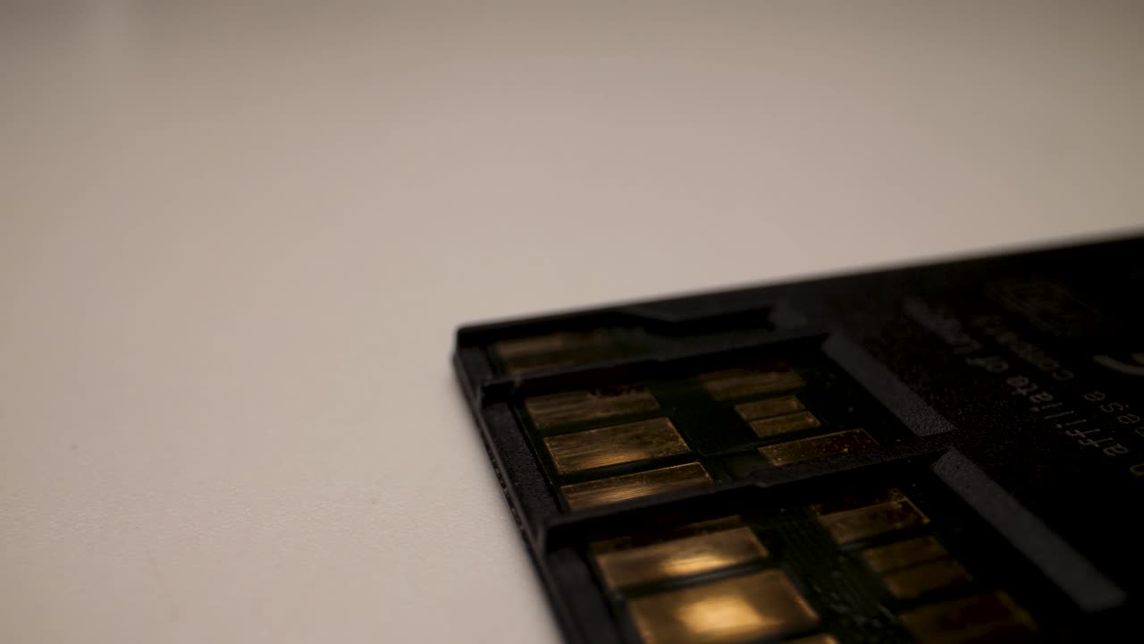Macro shot of SD card used in cameras
