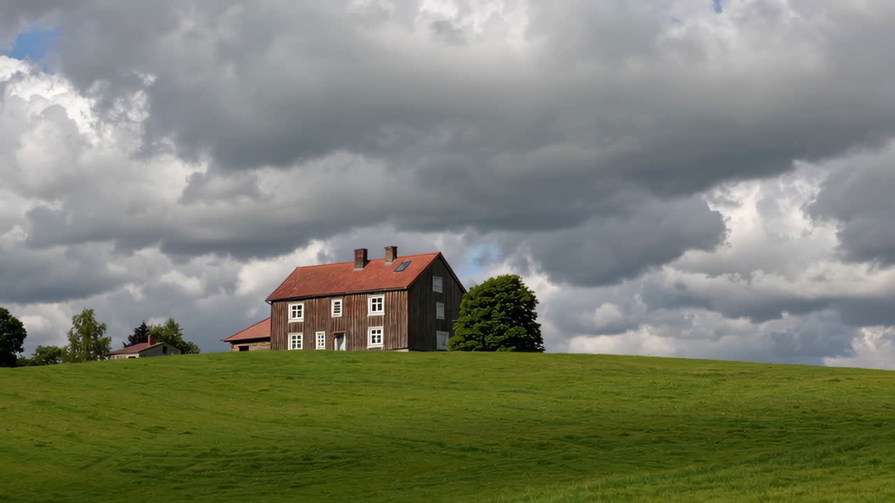 Country Farmhouse on a Hill