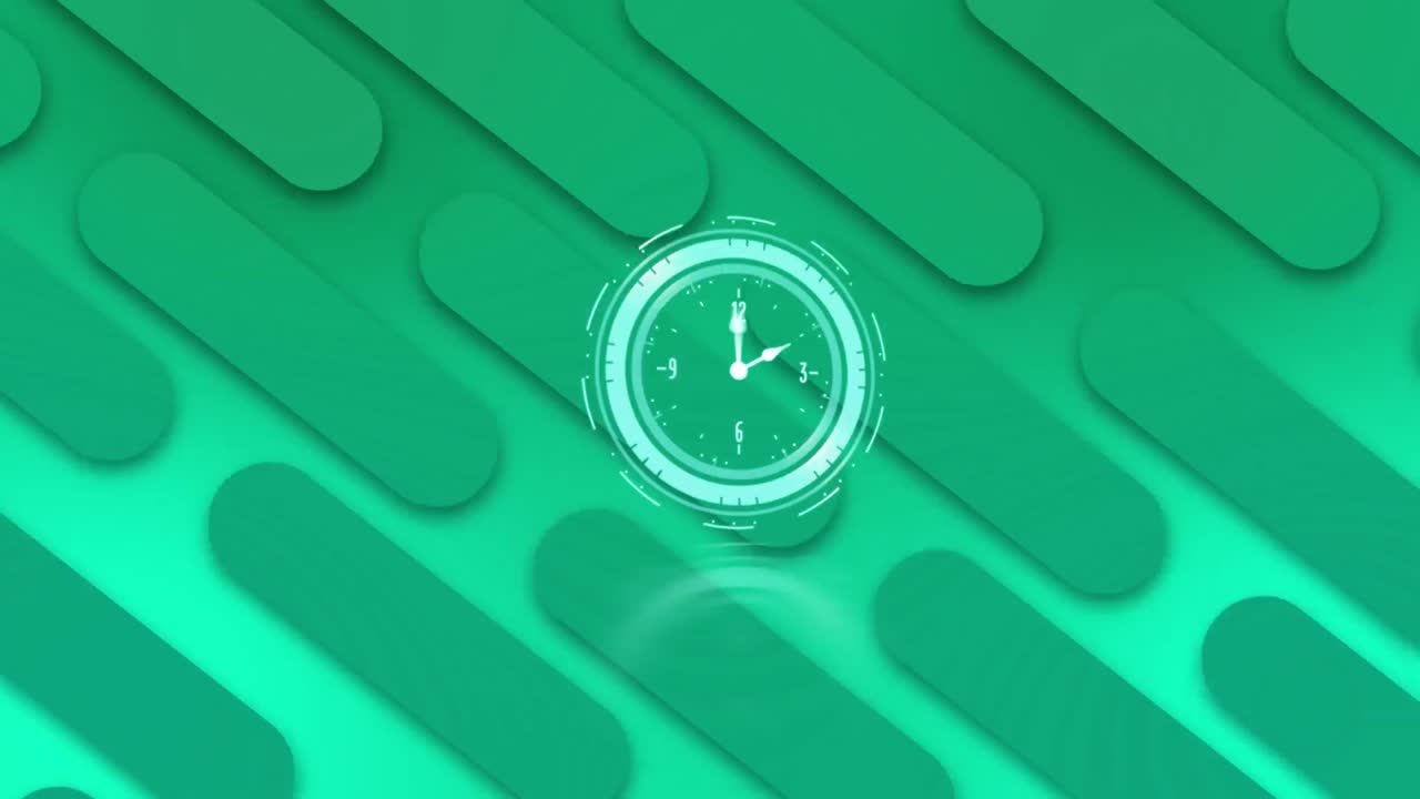 animazione di orologio digitale su barre in loop contro uno sfondo verde