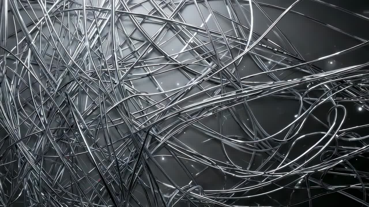 Starting close-up revealing polished cables shifting on lit panel, showing glowing spark points