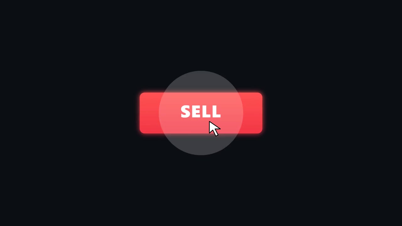 Cursor del ratón haciendo clic en un botón de venta sobre un fondo oscuro
