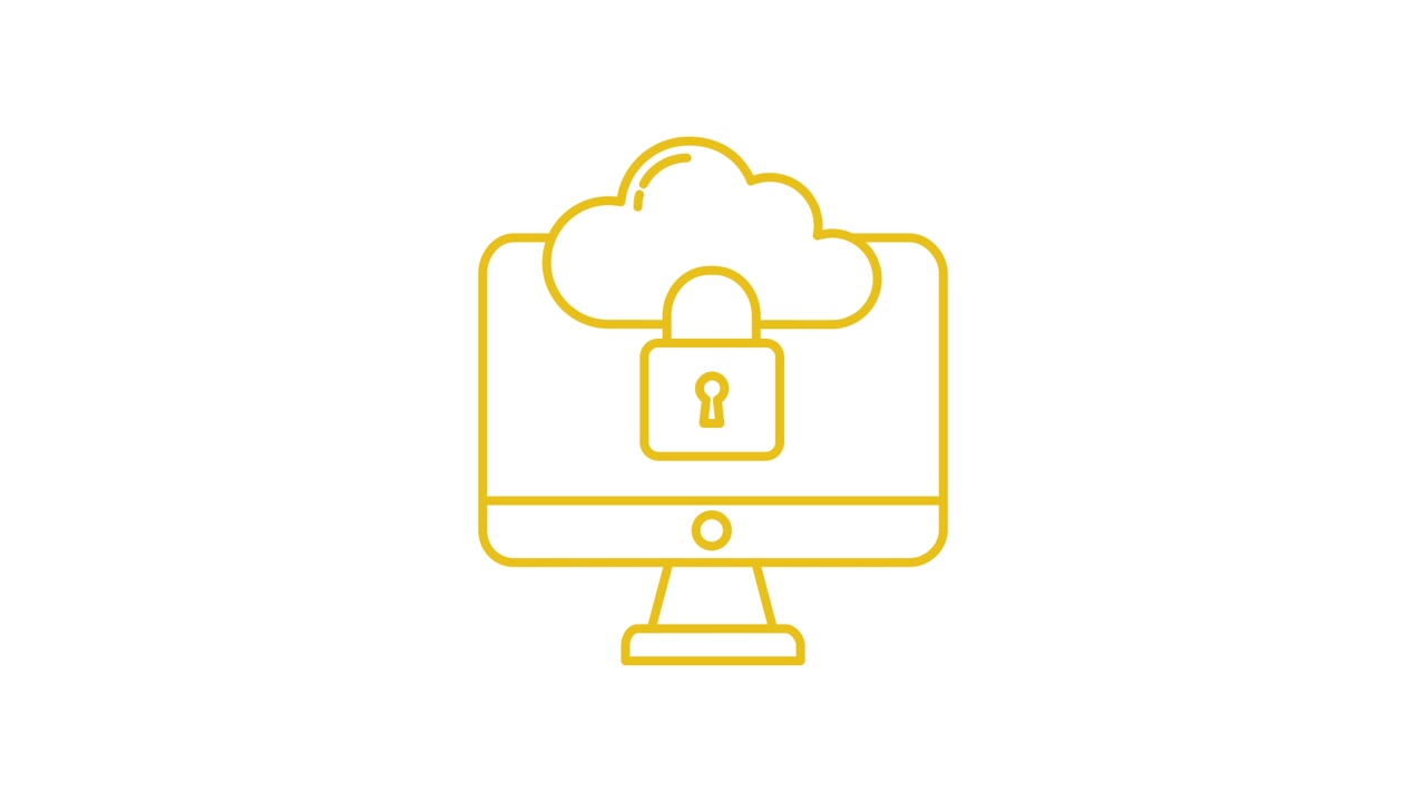 Animated Icon of Cloud Security on a Computer Monitor