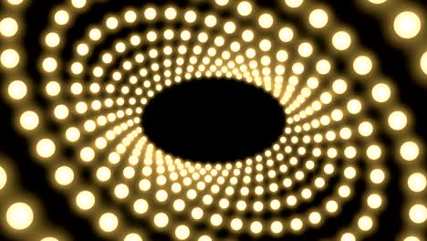 caja de bombilla incandescente de túnel marco de forma ovalada remolino girar patrón en movimiento, retro 3d estilo virtual ilustración brillo en fondo oscuro animación de bucle sin costuras 4k, con espacio de copia