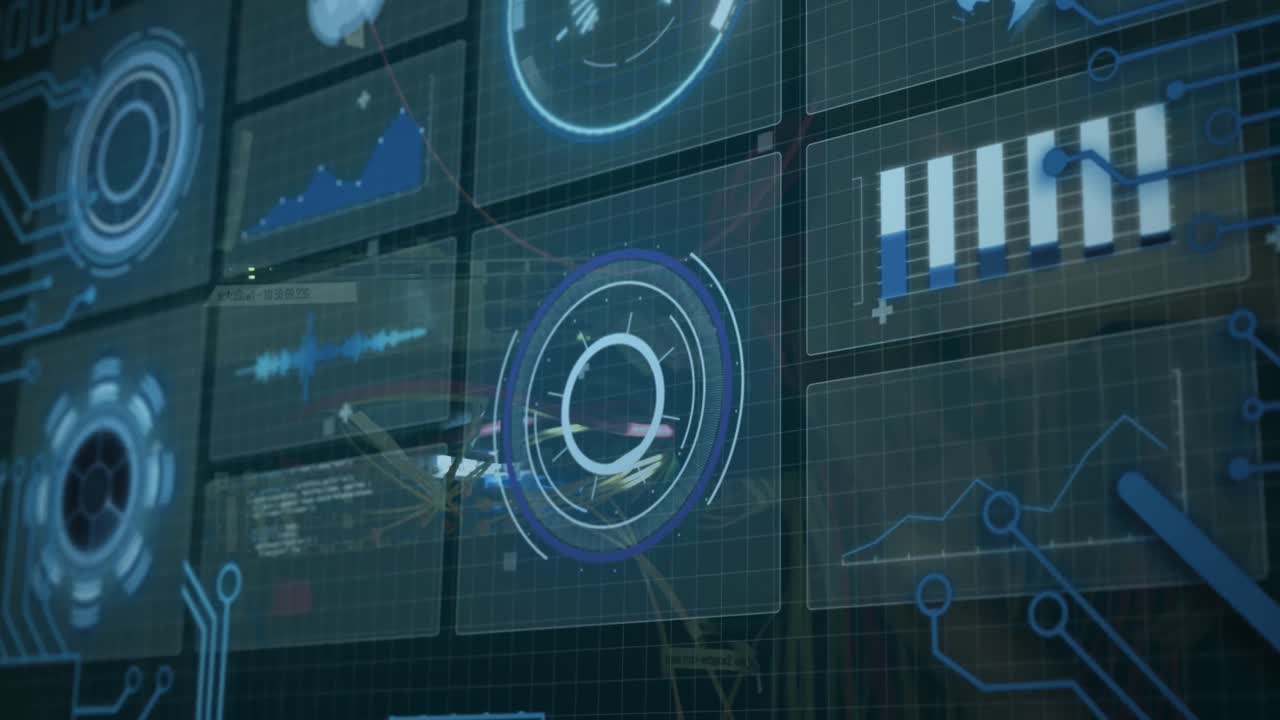 animación del procesamiento de datos a través de cables de servidor de computadora
