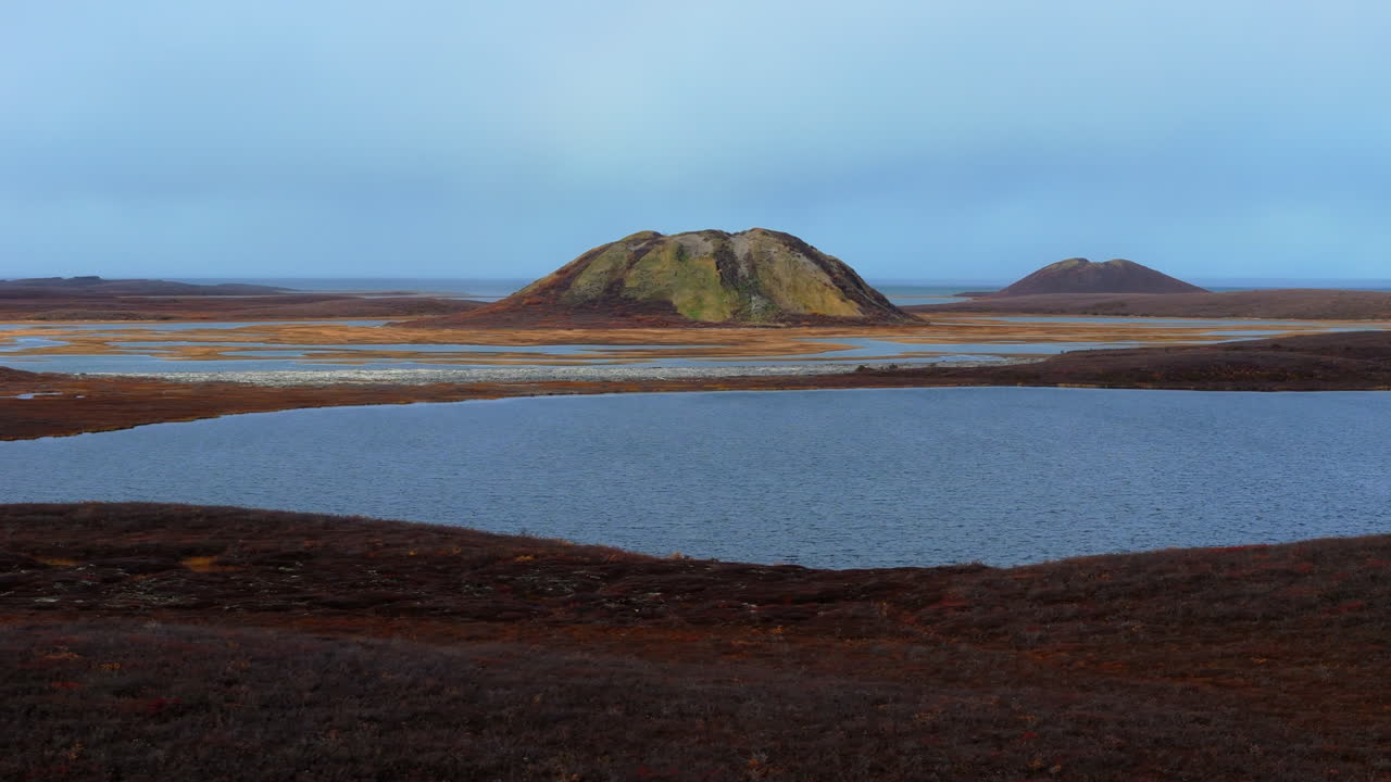 Volcanic Landscape with Lakes in Iceland