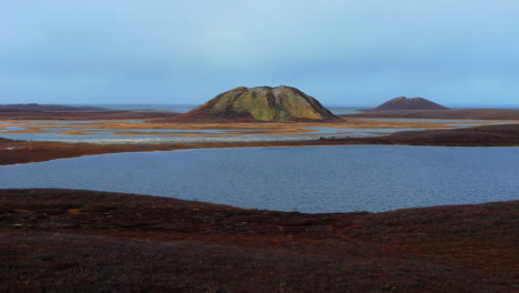 volcanic landscape with lakes in iceland