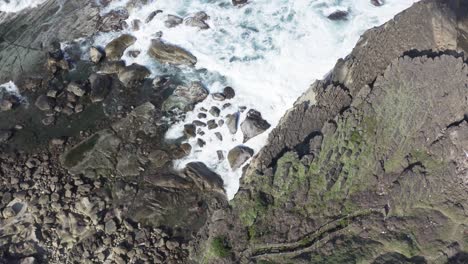 Aerial-Cinematic-Nature-waves,-ocean-and-Rocks-Formations-Keelung-Wangyou-Valley-Taiwan