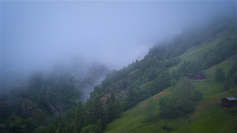 Absolutely-stunning-aerial-shot-into-a-misty-canyon