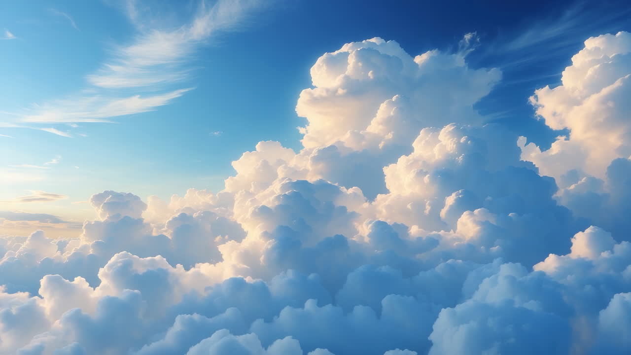 Majestic Cumulus Clouds in a Bright Blue Sky