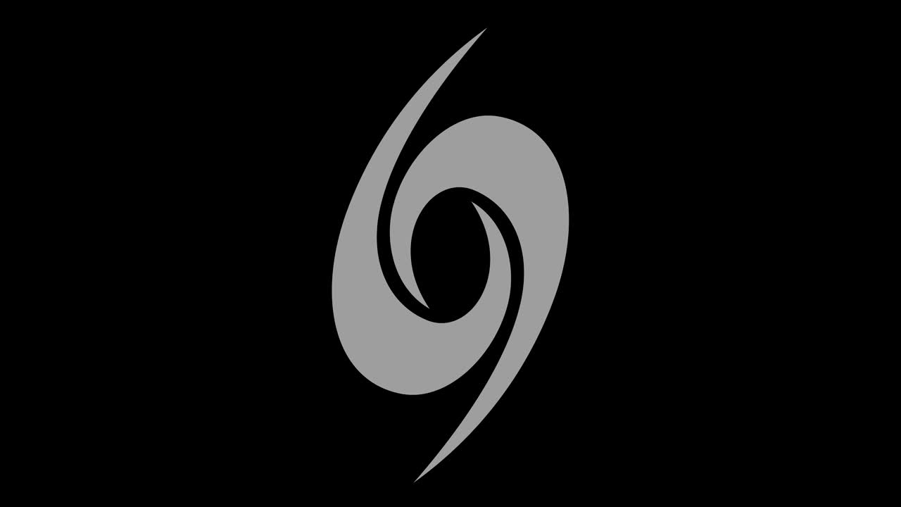 Graphic object in black and white with stroboscopic and hypnotic effect, which rotates clockwise decreasing the size from full screen to disappearing in the center, in 16: 9 video format