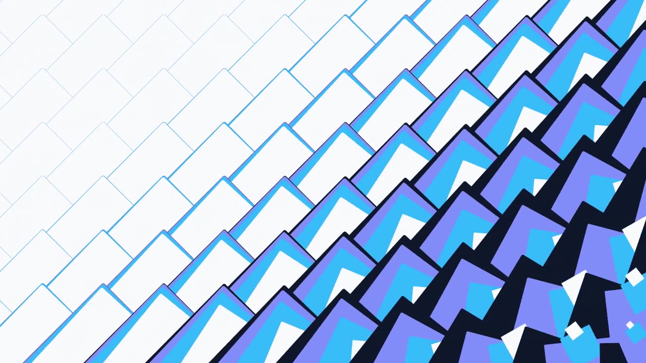 Abstract Motion Graphics with Blue and White Geometric Squares