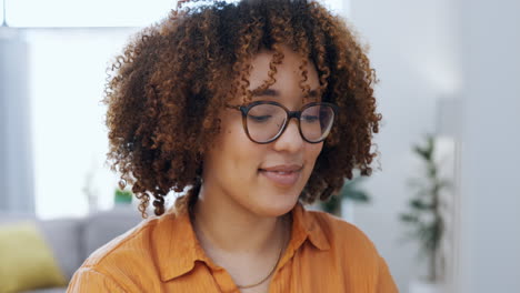 Computer,-remote-worker-and-woman-in-home-living