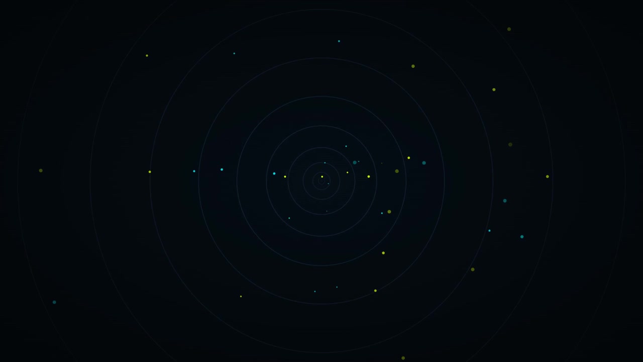 Abstract Motion Graphic of Concentric Circles and Floating Particles