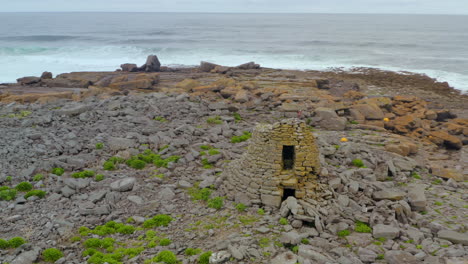 slow motion aerial of doolin's constabulary outpost at crab island. county clare