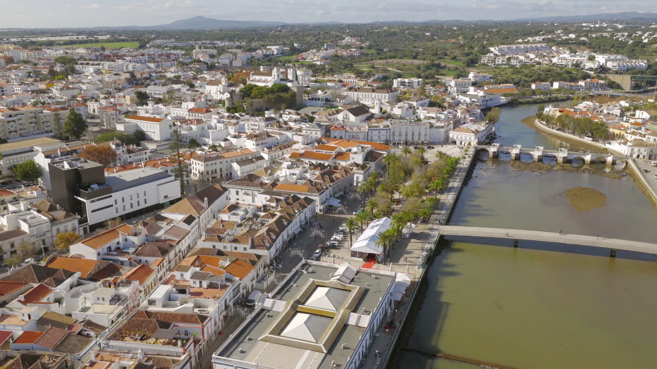 Arquitectura tradicional portuguesa, vista aérea de Tavira, Algarve