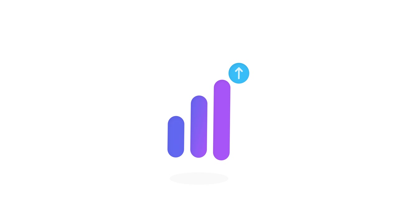 Animated Bar Chart Showing Growth with Upward Arrow