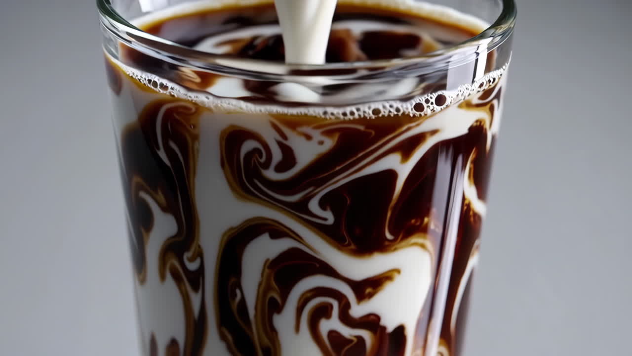 Milk Pouring into Coffee