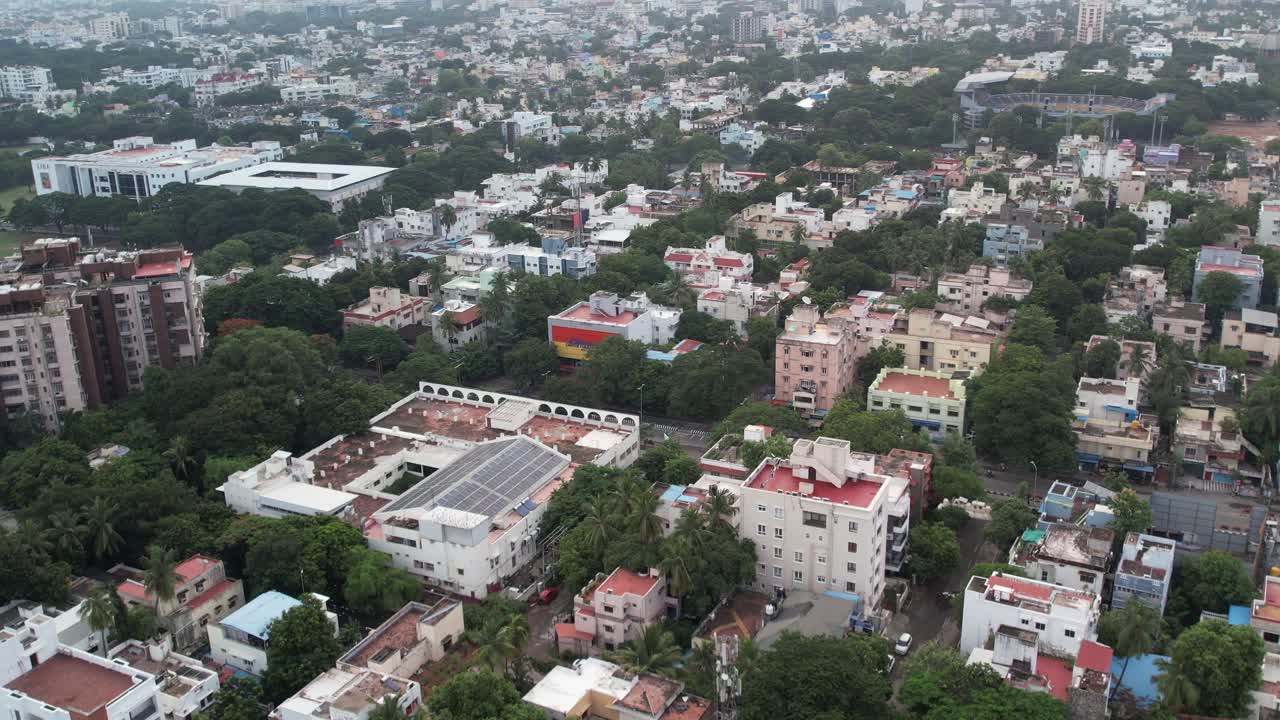 imágenes aéreas de la zona elegante de la ciudad de chennai llamada nungambakkam