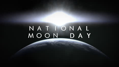 Día-Nacional-De-La-Luna-Con-Gran-Planeta-Y-Destello-De-Estrella-En-Galaxia-Oscura