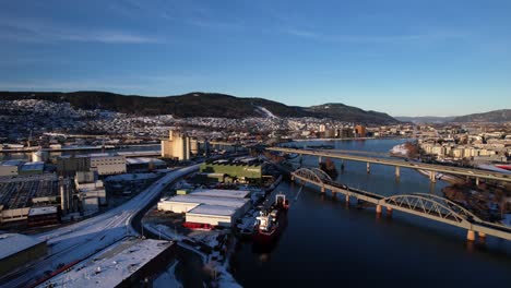 trains passing the bridge over the river