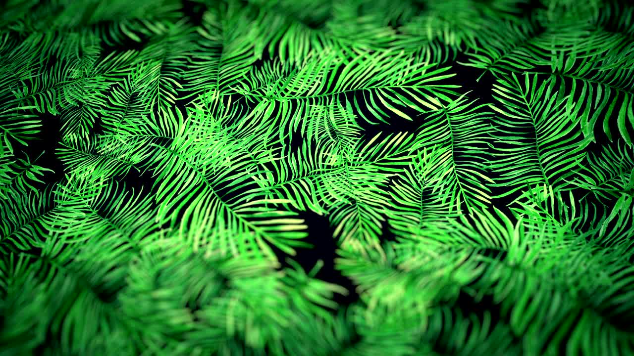 fondo abstracto con hojas de palma tropicales de acuarela dibujadas a mano. secuencia de bucle sin costuras de 4k.