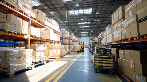 organized warehouse filled with stacked boxes during daytime operations
