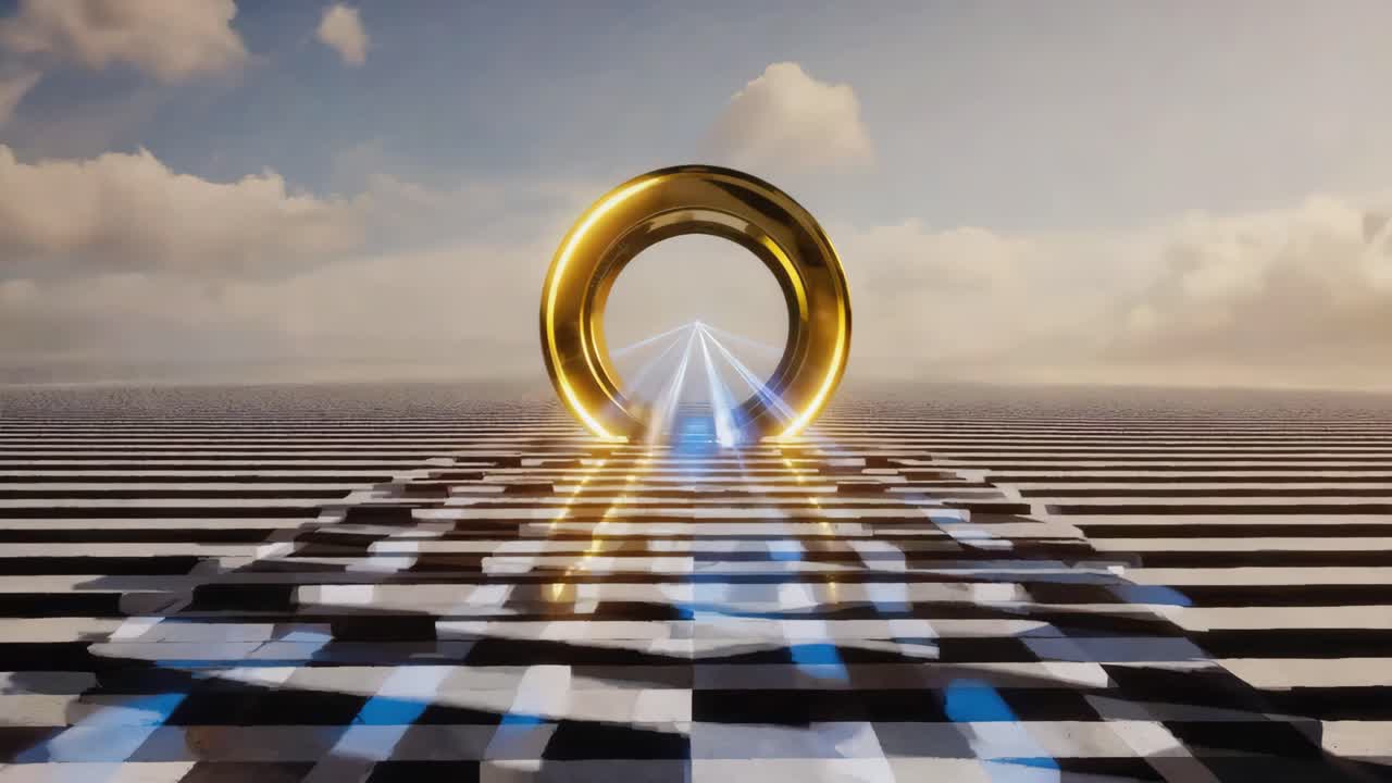 A golden ring portal in the sky