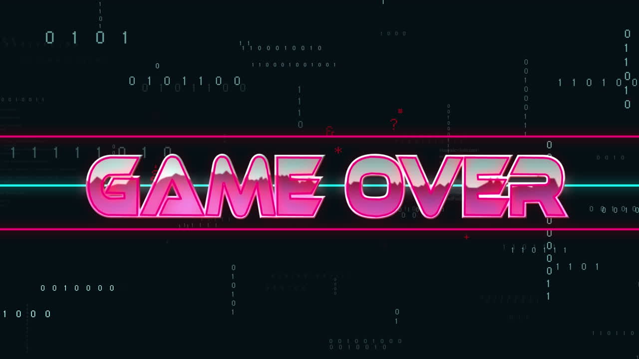 Animation of game over text over data processing