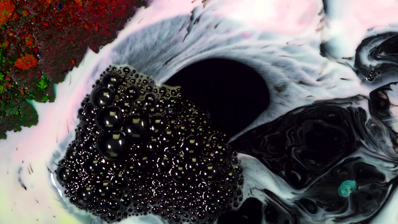 arte fluido abstracto con colores giratorios y burbujas