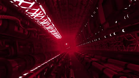 a red cyberpunk tunnel