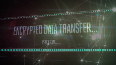 Processing panel floating at center, showing glowing network nodes and teal bands in futuristic HUD